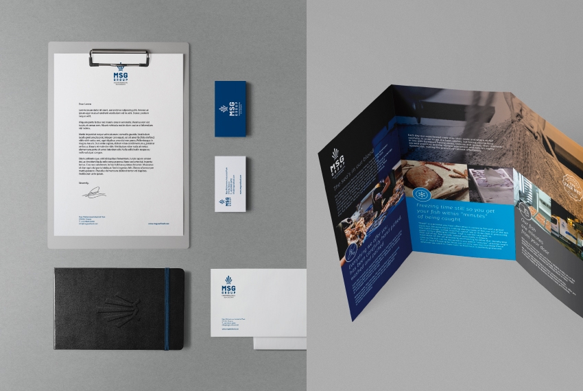 MSG group seafood promotion material with logo & brochure